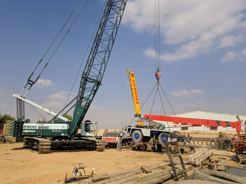 Mobile crane working at a construction site